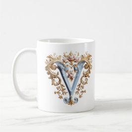 Baroque Initial 'V' Tasse für eine Kaffeeprinzessi