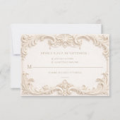 Baroque Ivory Elegant Wedding RSVP Card Karte (Vorderseite)