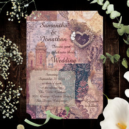 Baroque Lace and Rustic Mexican Romance Wedding Einladung
