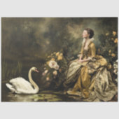 Baroque Lady Swan Gold Floral Landscape Scene Seidenpapier (Vorderseite)