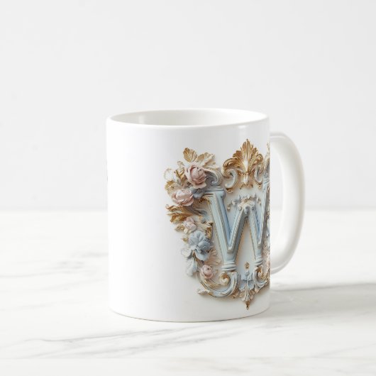 Baroque Letter 'W' Tasse für eine Kaffeeprinzessin (VorderseiteRechts)