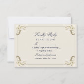 Baroque Navy Blue Gold Hochzeit RSVP Karte (Vorderseite)