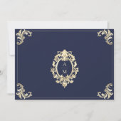 Baroque Navy Blue Gold Hochzeit Save The Date (Rückseite)