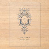 Baroque Ornament Crest Calligraphy Wedding  Acryleinladungen (Vorderseite)