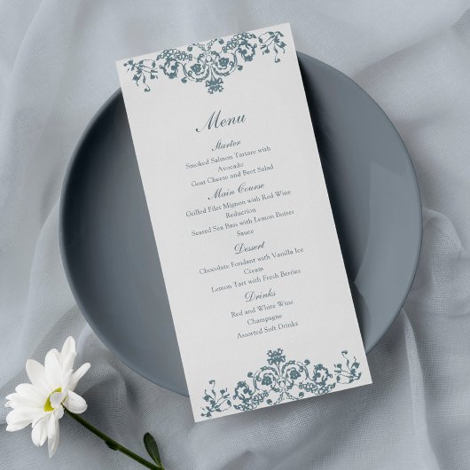 Baroque Ornament Elegant Wedding Menu Menükarte