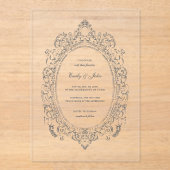 Baroque Oval Frame Wedding Acrylic Invitation Acryleinladungen (Vorderseite)