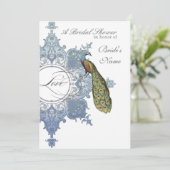 Baroque Peacock Brautparty Einladung - Blau (Stehend Vorderseite)