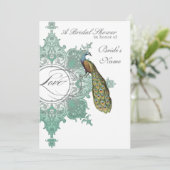 Baroque Peacock Brautparty Einladung - Blue Green (Stehend Vorderseite)