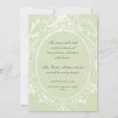 Baroque Peacock Brautparty Einladung Limones Olive (Rückseite)