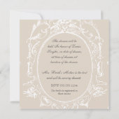 Baroque Peacock Brautparty Einladung - Mocha Tan (Rückseite)