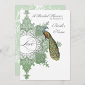 Baroque Peacock Brautparty Einladung - Spring Gree (Vorne/Hinten)