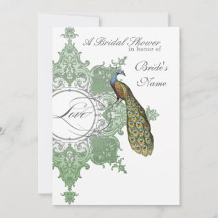 Baroque Peacock Brautparty Einladung - Spring Gree