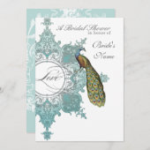 Baroque Peacock Brautparty Einladung, Wasserpark C Einladung (Vorne/Hinten)