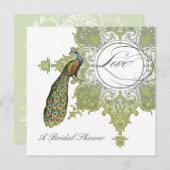 Baroque Peacock Brautparty Einladung, Wasserpark C Einladung (Vorne/Hinten)