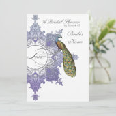 Baroque Peacock Brautparty Einladung zur Lavendel (Stehend Vorderseite)