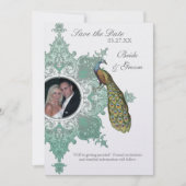 Baroque Peacock Save the Date einladen (Vorderseite)