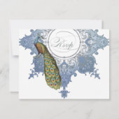 Baroque Peacock UAWG Response Card - Blau RSVP Karte (Rückseite)