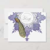 Baroque Peacock UAWG Response Card - Lavendel RSVP Karte (Rückseite)