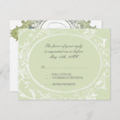 Baroque Peacock UAWG Response Card - Olivenöl Limo RSVP Karte (Vorne/Hinten)