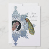 Baroque Peacock Wedding Einladung - Blau (Vorderseite)