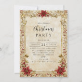 Baroque Poinsettia Elegance Christmas Einladung (Vorderseite)