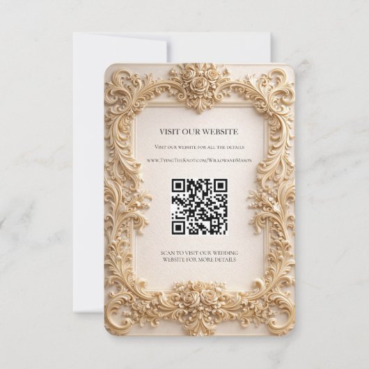 Baroque QR Code Details Wedding Enclosure Card Einladung (Rückseite)