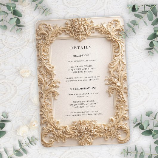 Baroque QR Code Details Wedding Enclosure Card Einladung