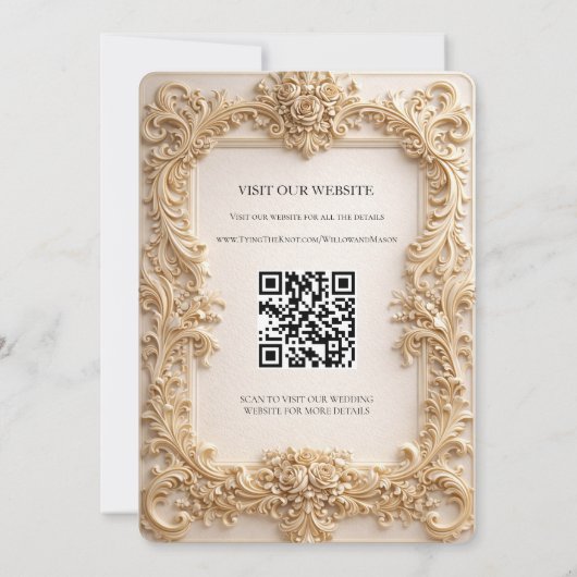 Baroque QR Code Wedding Details Enclosure Card Einladung (Rückseite)
