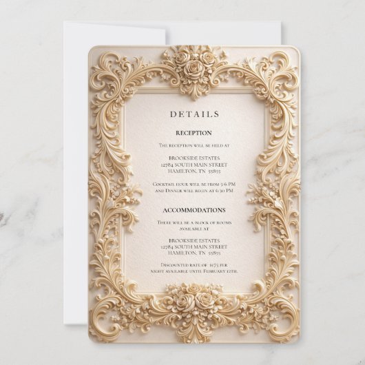 Baroque QR Code Wedding Details Enclosure Card Einladung (Vorderseite)