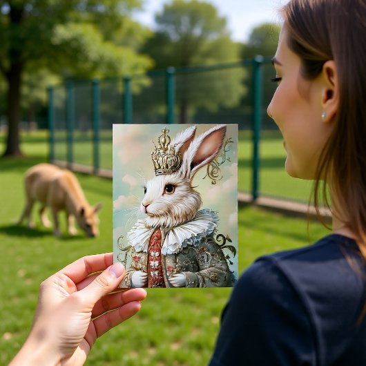Baroque Rabbit Royal Red Portrait Design Postkarte