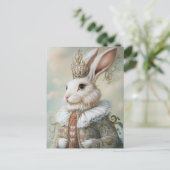 Baroque Rabbit Royal Red Portrait Design Postkarte (Stehend Vorderseite)