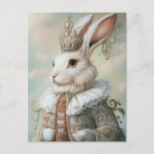 Baroque Rabbit Royal Red Portrait Design Postkarte (Vorderseite)