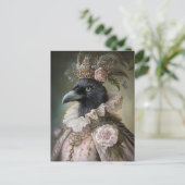 Baroque Raven Royal Queen Portrait Design Postkarte (Stehend Vorderseite)