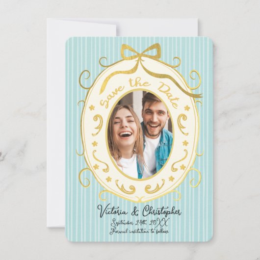 Baroque Regency Foto Save the Date Einladung (Vorderseite)