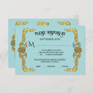 Baroque Regency Imitats Gold Blue UAWG Response Ca Einladung