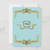 Baroque Regency Imitats Gold Blue Wedding Einladung (Rückseite)