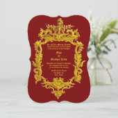 Baroque Rococo 18th Century Color Dragon Border Einladung (Stehend Vorderseite)