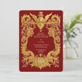 Baroque Rococo Color Cartouche Wedding Einladung (Stehend Vorderseite)