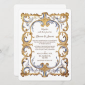 Baroque Rococo Luxurious Golden Swirls Wedding Einladung (Vorne/Hinten)