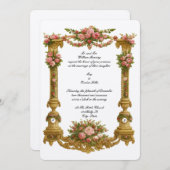 Baroque Rococo Pedestal Color Frame Wedding Einladung (Vorne/Hinten)