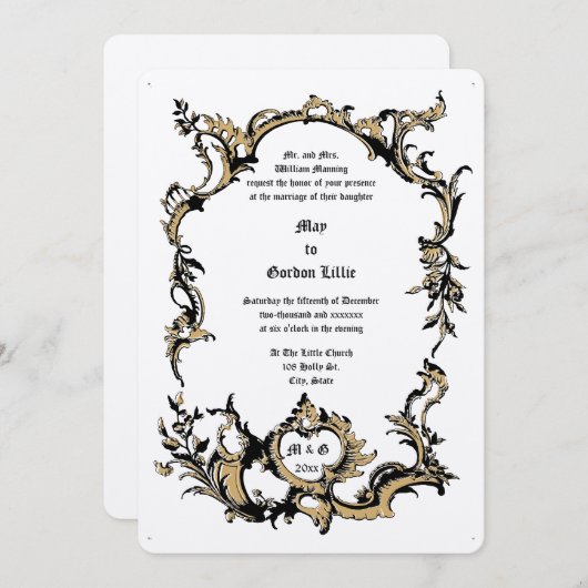 Baroque Rococo Rocaille 18th Century Frame Border Einladung (Vorne/Hinten)