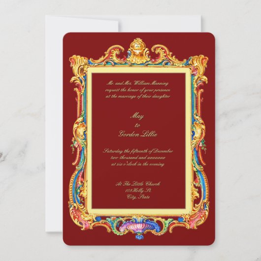 Baroque Rococo Rocaille Louis XV Frame Wedding Einladung (Vorderseite)