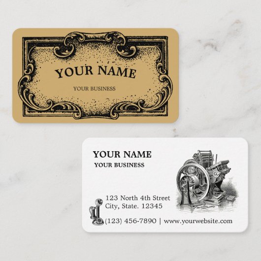 Baroque Rococo Style Cartouche Steampunk Template Visitenkarte (Vorne/Hinten)