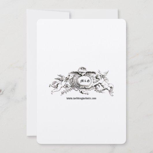 Baroque Rokoko Cherubs Frucht Blumenrahmen Border Einladung (Rückseite)