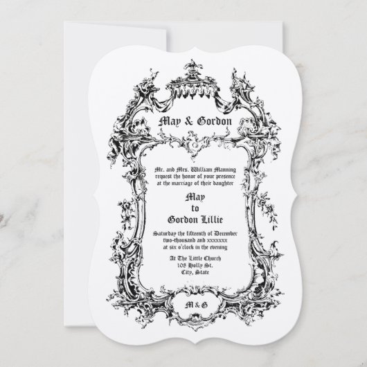 Baroque Rokoko Stil Viktorianische Ära Rocaille Gr Einladung (Vorderseite)