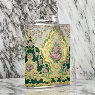 Baroque Rokoko Stilvolle Rosen Gold Liquor Flachmann