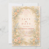 Baroque Rose Garden Wedding Save The Date (Vorderseite)