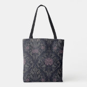 Baroque Rose Moth Tote – Gothic Floral Damask Bag Tasche (Rückseite)