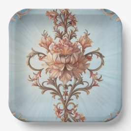 Baroque Rose Paper Plate Pappteller
