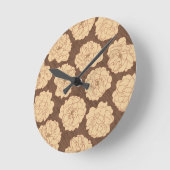 Baroque Roses on walnut brown - seamless pattern. Runde Wanduhr (Winkel)